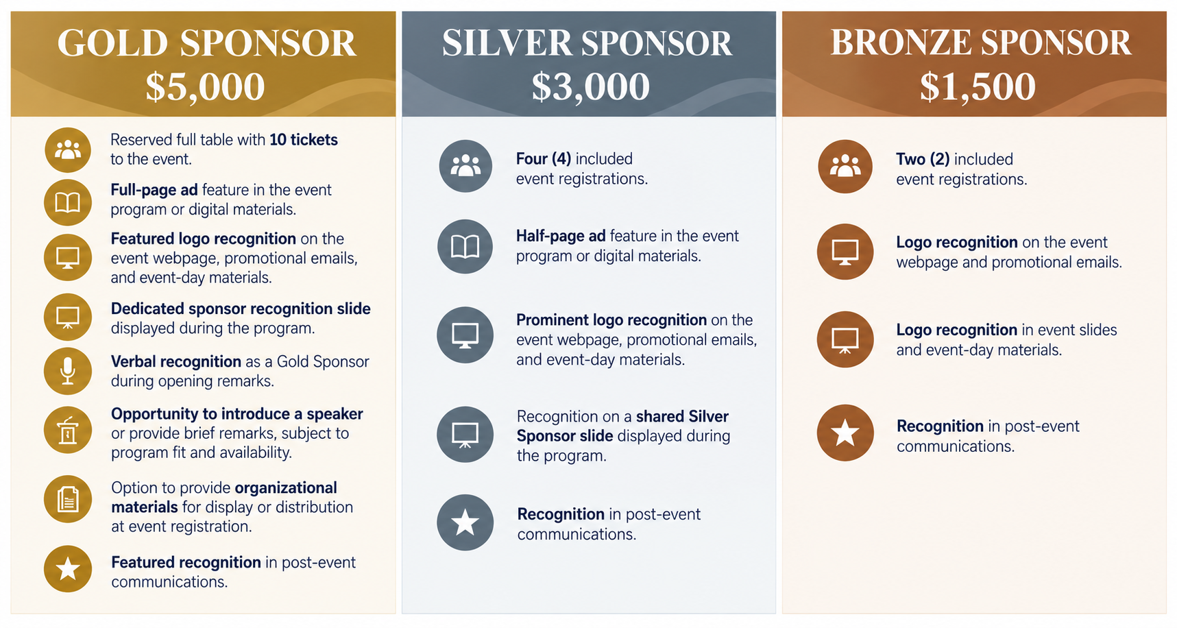 2026 Annual Luncheon sponsorship opportunities